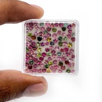 Natural Multi Tourmaline Heart Shape Cut Loose Gemstone 3 MM 5 CT 53 Pcs