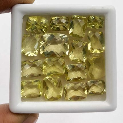 Natural Lemon Quartz Cushion Checker Cut Loose Stone Lot 22 Pcs 5*7-10*12MM 44CT