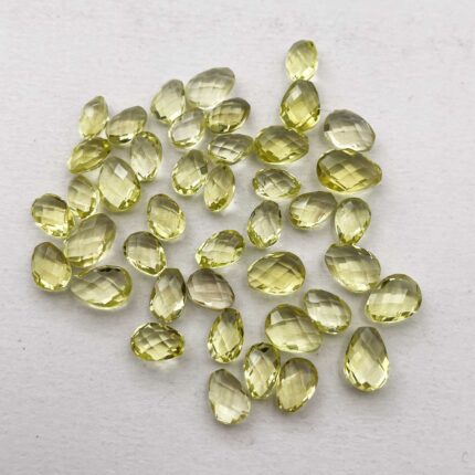 Natural Lemon Quartz Fancy Briolette Cut Loose Stone Lot 42 Pcs 5*7-7*9 MM 43 CT