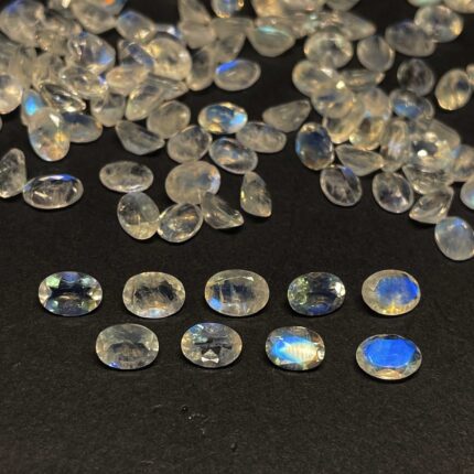 Natural Rainbow Moonstone Oval Cut Loose Gemstone Lot 32 Pcs 5*7 MM 20 CT