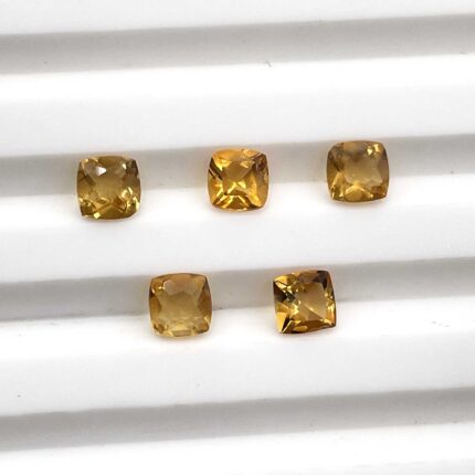 Natural Citrine Cushion Cut Loose Gemstone Lot 5 Pc 4 MM 1.5 CT For Jewelry