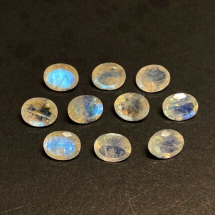 Natural Rainbow Moonstone Oval Cut Loose Gemstone Lot 10 Pcs 8*10 MM 24 CT