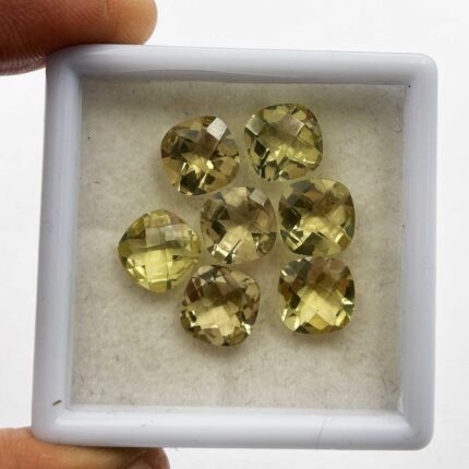 Natural Lemon Quartz Cushion Checker Cut Loose Lot Gemstone 10 MM 23 CT 7 Pcs