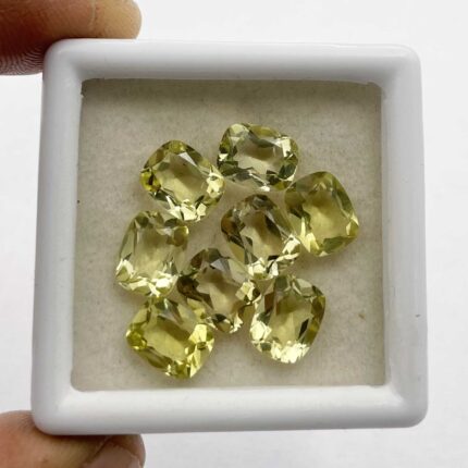 Natural Lemon Quartz Cushion Cut Loose Lot Gemstone 7*9 MM 15 CT 8 Pcs