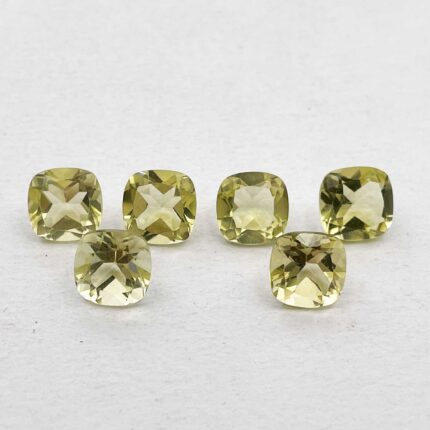 Natural Lemon Quartz Cushion Cut Loose Lot Gemstone 8 MM 11 CT 6 Pcs