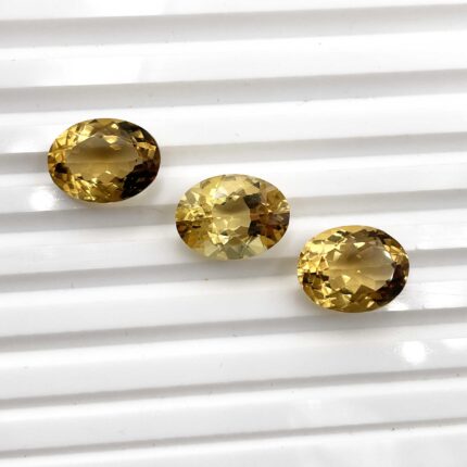 Natural Citrine Oval Cut Loose Gemstone Lot 3 Pcs 12*16 MM 26 CT For Jewelry