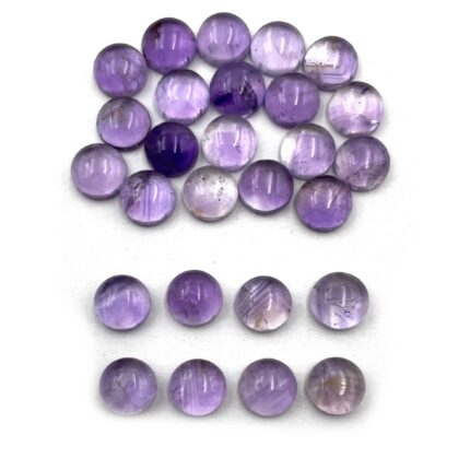Natural African Amethyst Cabochon Round Loose Gemstone Lot 27 Pcs 8 MM 56.3 CT