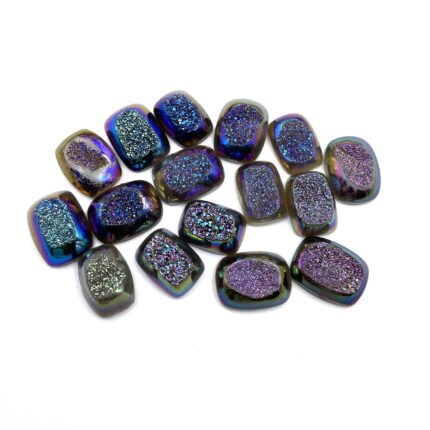 Natural Drusy Quartz Cushion Cabochon Multi  Glitter Stone 8 Pc 13*18 MM 110CT