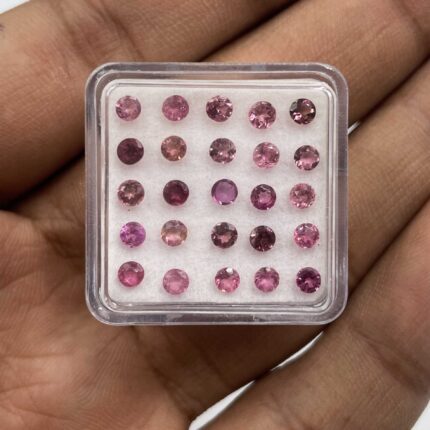 Natural Pink Tourmaline Round Cut Loose Gemstone Lot 96 Pcs 2.75 MM 7.8 CT