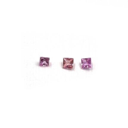 Natural Pink Tourmaline Square Cut Loose Gemstone Lot 3 Pcs 2.5 MM 0.25 CT