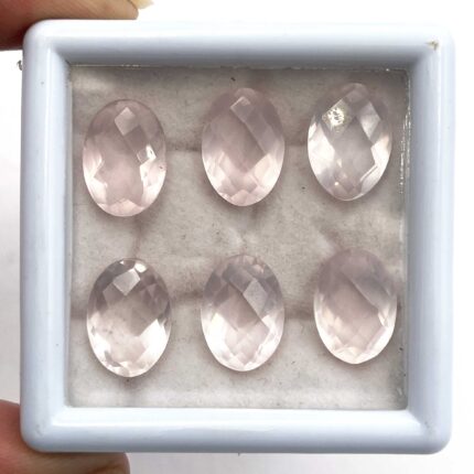 Natural Rose Quartz Oval Checker Cut Loose Gemstone 19 Pcs 10*14 MM 100 CT