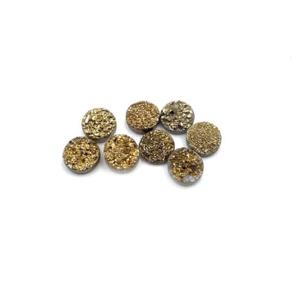 Natural Golden Drusy Quartz Round Cabochon Loose Gemstone Lot 8 Pcs 8 MM 12 CT