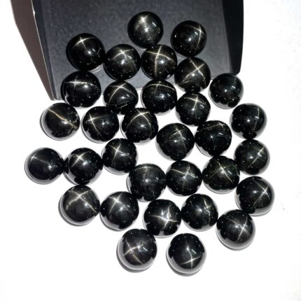Natural Black Star Diopside Round Cabochon Loose Gemstone 24 Pcs 9 mm 100 CT