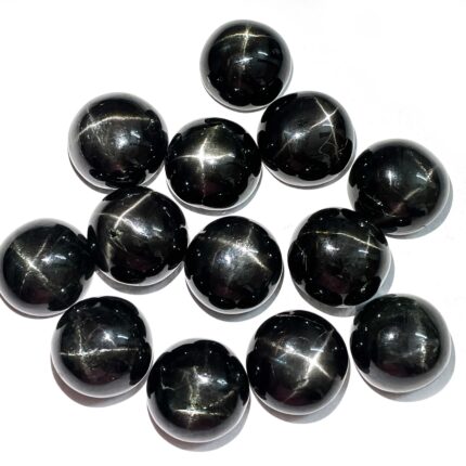 Natural Black Star Diopside Round Cabochon Asterism Gemstone 3 Pcs 19 mm 108 CT