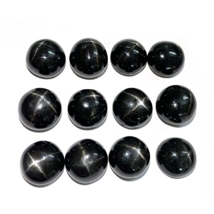 Natural Black Star Diopside Round Cabochon Asterism Gemstone 6 Pcs 16 mm 130 CT