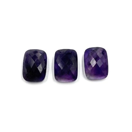 Natural African Amethyst Cushion Checker Cut  Stone Lot 3 Pcs 12*17 MM 33.5 CT