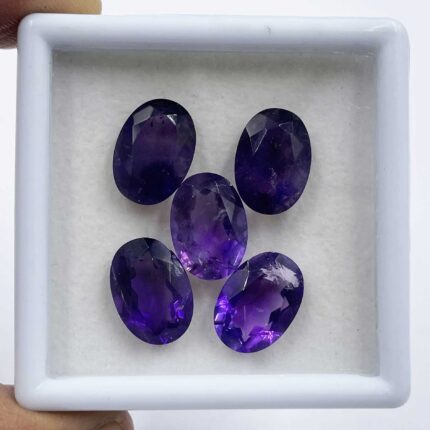 Natural African Amethyst Oval Cut Loose Gemstone Lot 5 Pcs 10*14 MM 26.80 CT