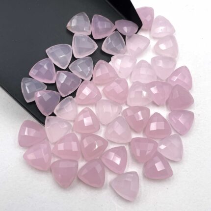 Natural Pink Chalcedony Trillion Briolette Cut Gemstone 60 Pcs 9 MM 133 CT