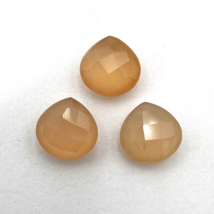 Natural Pink Chalcedony Heart Briolette Cut Loose Gemstone 3 Pcs 11 MM 15 CT