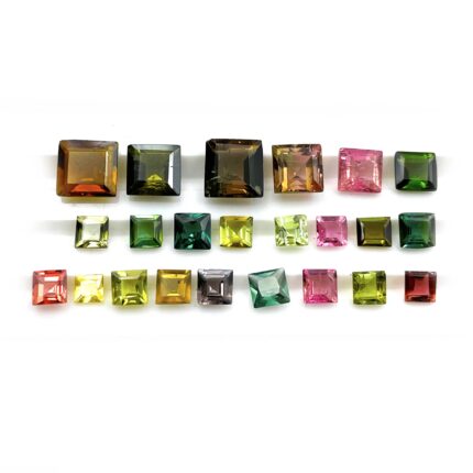 Natural Multi Tourmaline Mix Square Cut Loose Gemstone Lot 51 Pcs 2-5 mm 10 CT