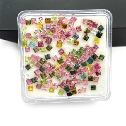 Natural Multi Tourmaline Square Cut Loose Gemstone Lot 95 Pcs 2 mm 5 CT