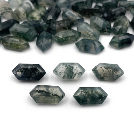 Natural Moss Agate Hexagon Cut Loose Gemstone Lot 28 Pcs 6*12 MM 56 CT