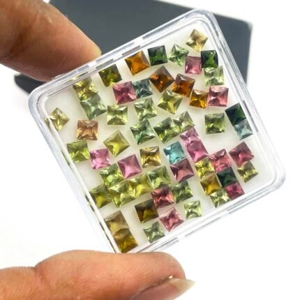 Natural Tourmaline Square Princess Cut Loose Gemstone Lot 17 Pcs 3.5 MM 5 CT