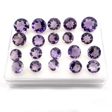 Natural Brazilian Amethyst Round Cut Loose Gemstone 35 Pcs 8-14 MM 101 CT