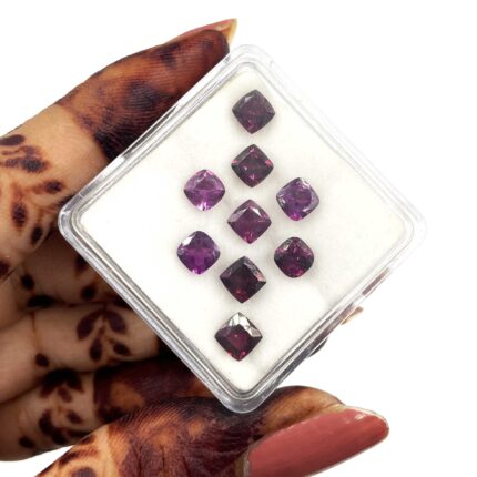 Natural Rhodolite Garnet Cushion Cut Loose Gemstone Lot 10 Pcs 5 MM 7.80 CT