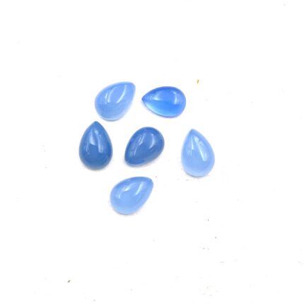 Natural Blur Chalcedony Pear Cabochon Blue Color 6 Piece 7x10 MM 12 CT