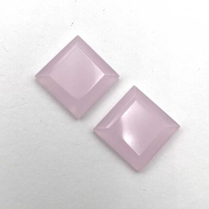 Natural Pink Chalcedony Square Cut Loose Gemstone Lot 2 Pcs 15 MM 17 CT