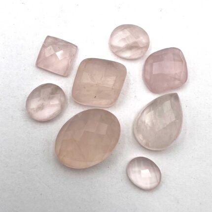 Natural Rose Quartz Mix Checker Cut Loose Gemstone 9 Pcs 8*10-15*20 MM 67 CT