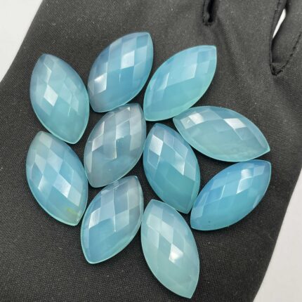Natural Chalcedony Marquise Checker Cut Gemstone Lot 9 Pcs 13*24-14*25 MM 101 CT