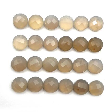 Natural Chalcedony Round Checker Cut Loose Gemstone Lot 76 Pcs 7 MM 100 CT