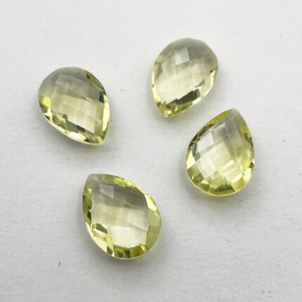 Natural Lemon Quartz Pear Briolette Cut Loose Gemstone Lot 10*14 MM 16 CT 4 Pcs