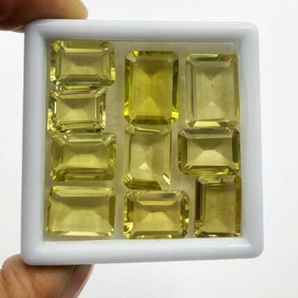 Natural Lemon Quartz Octagon Cut Loose Stone Lot 10*13.5-13*18 MM 104 CT 17 Pcs