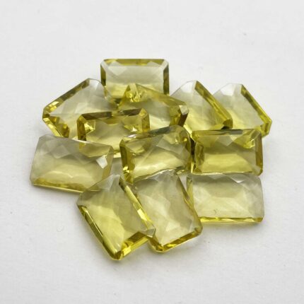 Natural Lemon Quartz Octagon Checker Cut Stone Lot 11.5*17.5-12*18MM 110CT 12Pcs