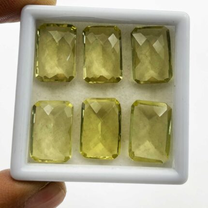 Natural Lemon Quartz Octagon Checker Cut Loose Stone Lot 12*18 MM 102 CT 11 Pcs