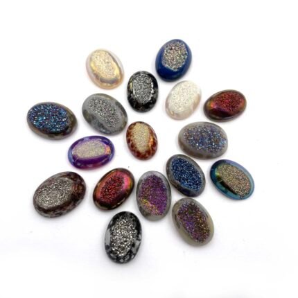 Druzy Quartz Mix Oval Cabochon Multi Color Glitter Gemstone 12x16-15x20 MM 100CT