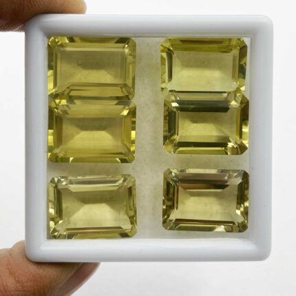 Natural Lemon Quartz Octagon Cut Loose Gemstone Lot 13*18 MM 70 CT 5 Pcs