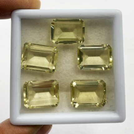 Natural Lemon Quartz Octagon Checker Cut Stone Lot 5 Pcs 12*16 MM 49 CT