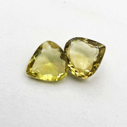 Natural Lemon Quartz Heart Cut Loose Stone Lot 2 Pcs 19*19.50-20*21 MM 36.5 CT