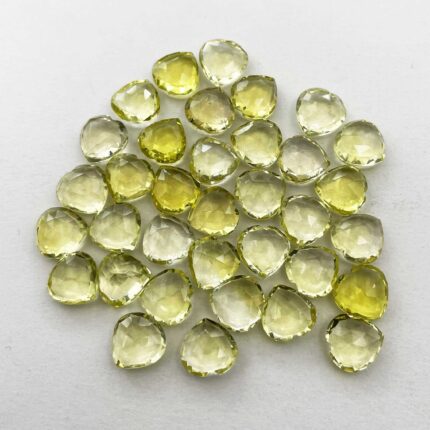 Natural Lemon Quartz Heart Briolette Cut Loose Stone Lot 11 Pcs 11 MM 51 CT
