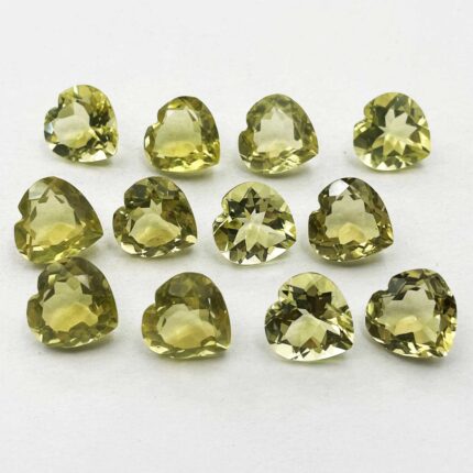 Natural Lemon Quartz Heart Cut Loose Gemstone Lot 20 Pcs 12 MM 102 CT