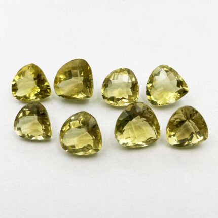 Natural Lemon Quartz Heart Checker Cut Loose Gemstone Lot 12 Pcs 13-15 MM 107 CT