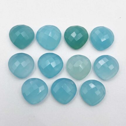 Natural Chalcedony Heart Checker Cut Loose Gemstone Lot 11 Pcs 15 MM 106 CT