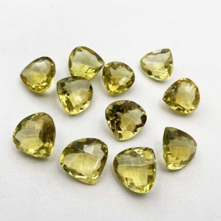 Natural Lemon Quartz Heart Checker Cut Loose Gemstone Lot 8 Pcs 16-17 MM 103 CT