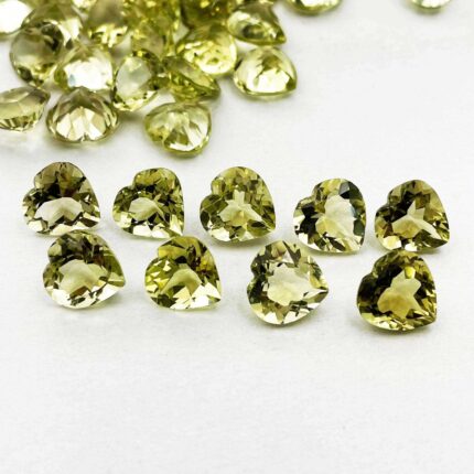 Natural Lemon Quartz Heart Cut Loose Stone Lot 17 Pcs 10 MM 50 CT