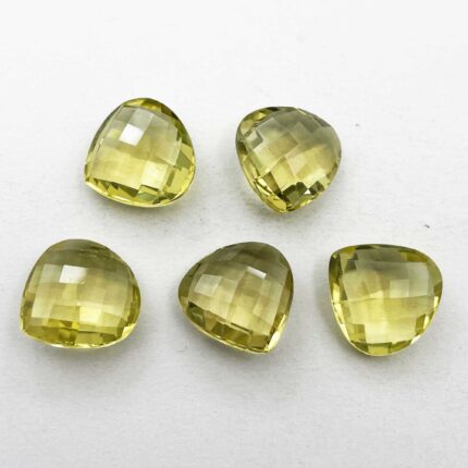 Natural Lemon Quartz Heart Briolette Cut Loose Stone Lot 5 Pcs 18 MM 79 CT