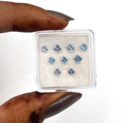 Natural London Blue Topaz Square Cut Loose Gemstone 8 Pcs 2.5 MM 1 CT